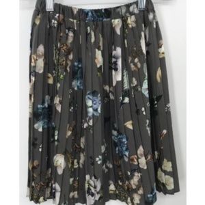 Christina Rhode girls gray floral print pleated skirt sz 12y